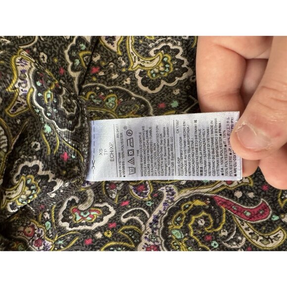Gap Women Blouse Size XS Paisley Flutter Sleeve Lightweight Polyester Ruffles - Picture 7 of 13